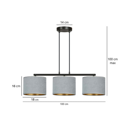 Pakabinamas Šviestuvas HILDE 3 BL GRAY