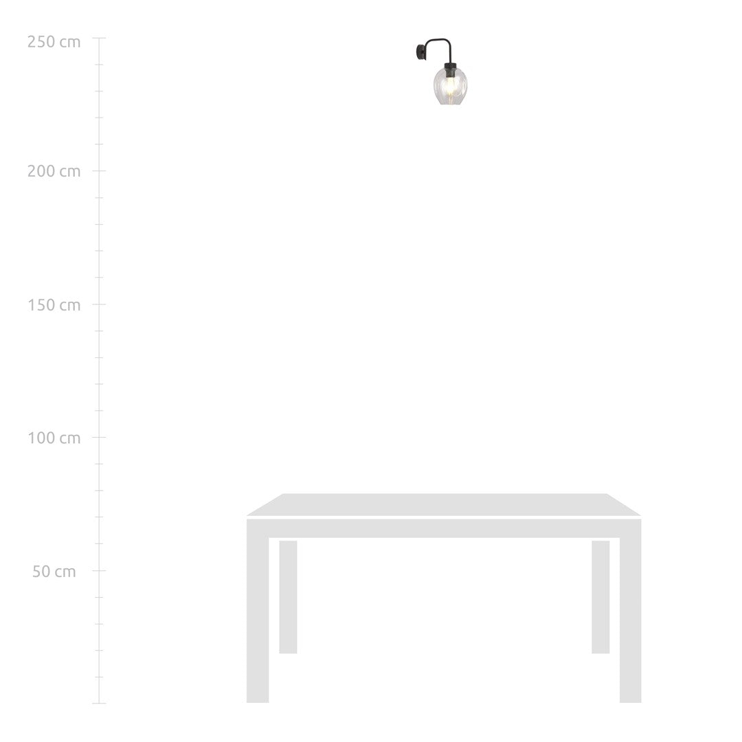 Sieninis šviestuvas LUKKA K1 Juoda/Permatoma